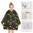 thumbnail image 5 of Softballs and Text Black Pattern Flannel Blanket Hoodies for Teens ,Teens Oversize Sherpa Wearable Hooded Blanket Sweatshirt with Super Pockets, 5 of 6