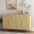 thumbnail image 2 of Fluted Sideboard Buffets Cabinet with Doors, Modern Black Credenza with Adjustable Shelves, Storage Console Table for Living Room, Entryway, Wood, 2 of 6