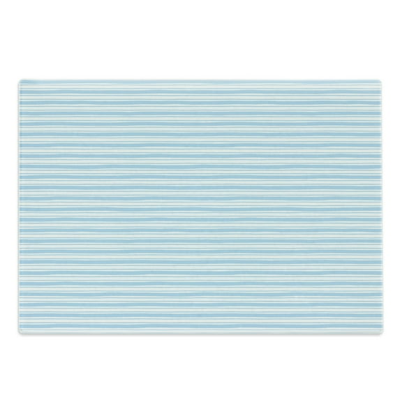 Harbour Stripe Cutting Board, Wavy Soft Horizontal Old Fashion Pattern Geometric Lines Image, Decorative Tempered Glass Cutting and Serving Board, Large Size, Pale Blue White, by Ambesonne