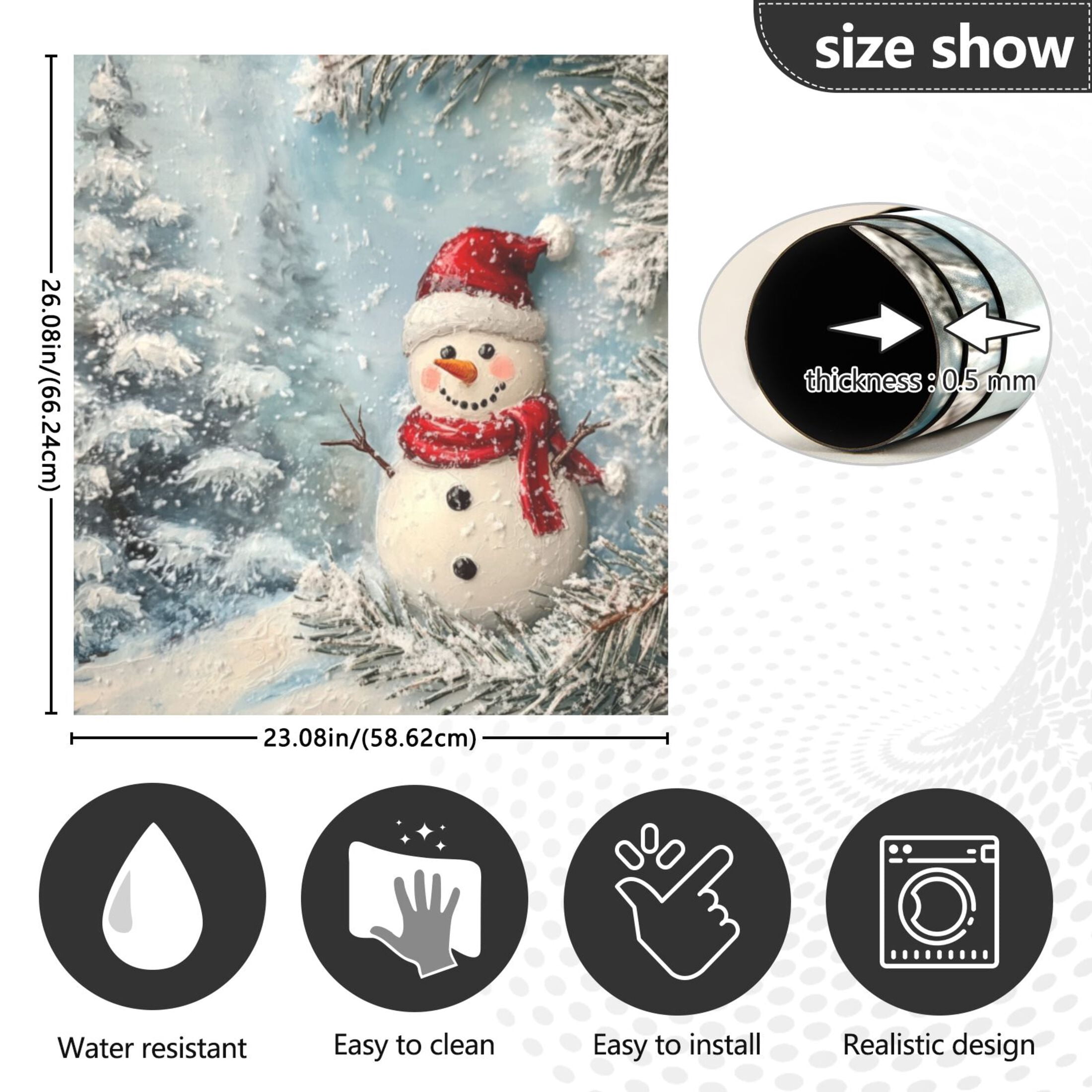 Dishwasher Magnetic Sticker 23x26 Inch Refrigerator Magnetic Sticker Washing Machine Magnetic Sticker Kitchen Panel Magnetic Sticker Home Decor Christmas Snow Man