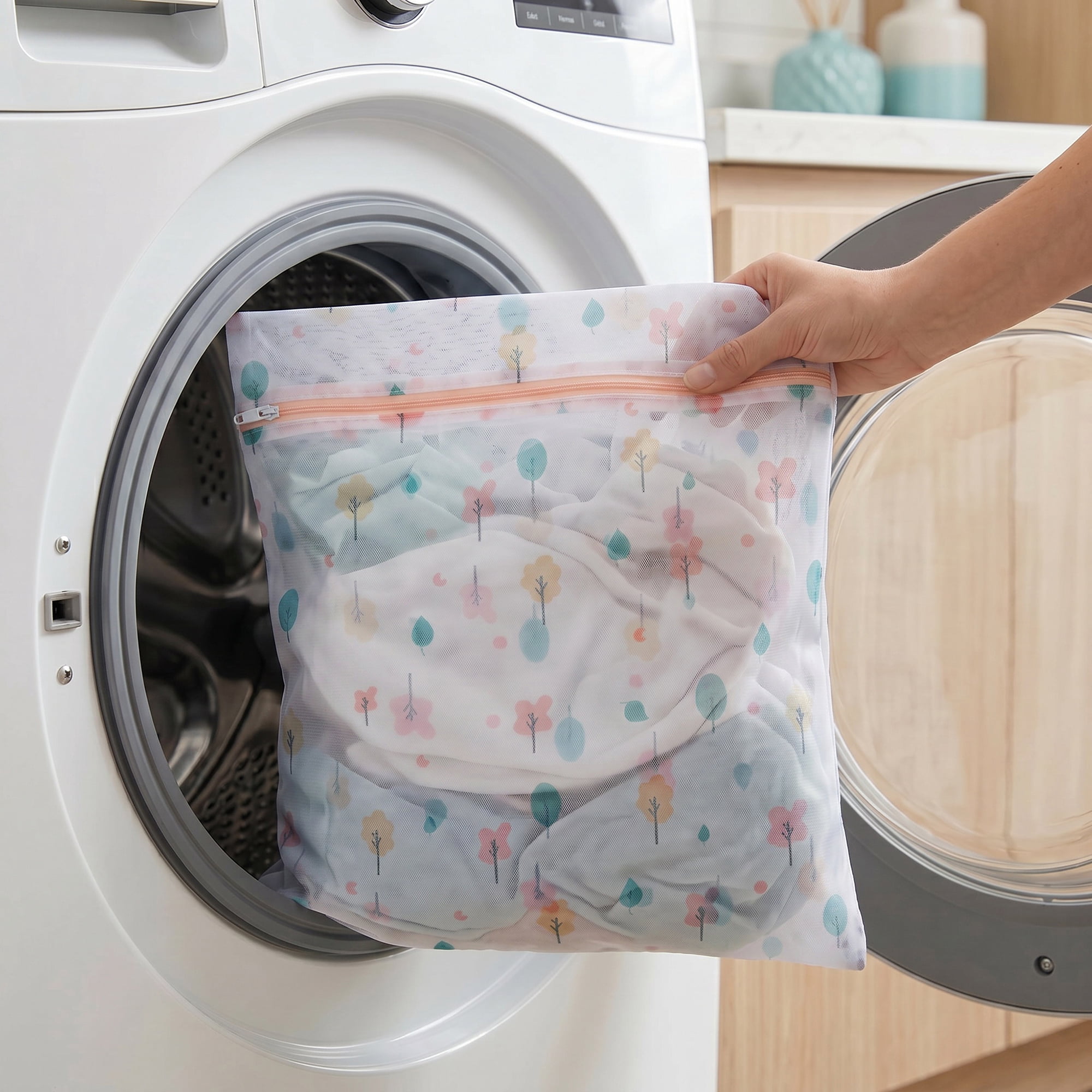 Polyester Mesh Durable Zipper Closure Laundry Bags for Delicates Pink 6Pcs