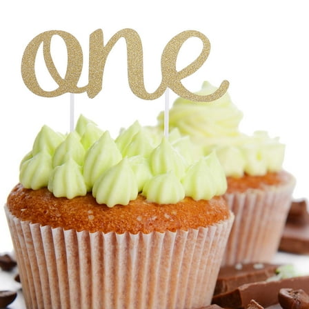 OUNONA Golden First Birthday Cake Topper with Glitter Surface for Cake Decoration Economical Durable Reusable 7.87 Inches