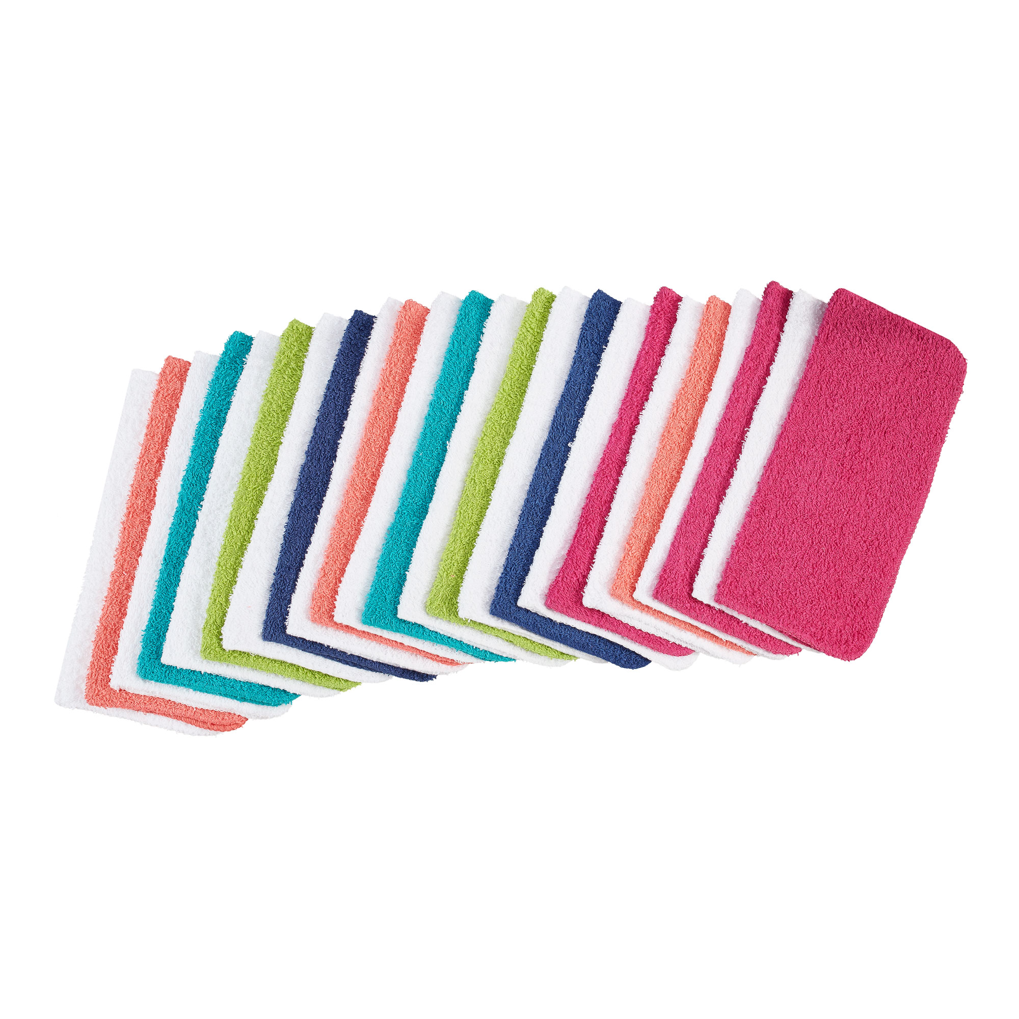 Mainstays Washcloths, 24 Pack, True Bright