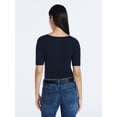 thumbnail image 3 of Scoop Women's Square Neckline Cardigan Sweater with Short Sleeves, Lightweight, Sizes XS-XXL, 3 of 5