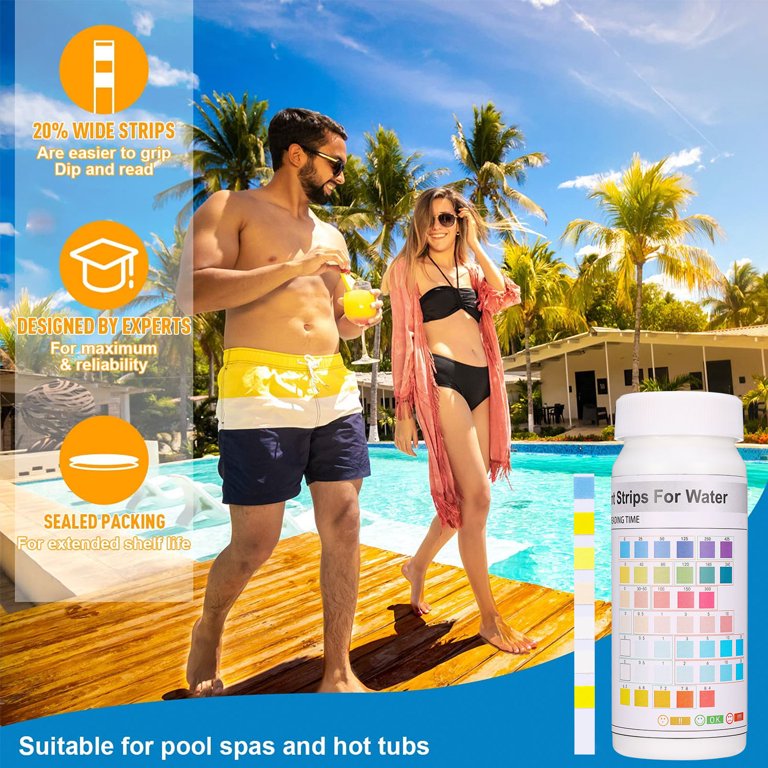 Benicci 7 in 1 Pool and Spa Test Strips Kit 100 Accurate Test Strips for Spa, Swimming Pool and Hot Tubs - Fantastic for Homes or Commercial Use and Perfect