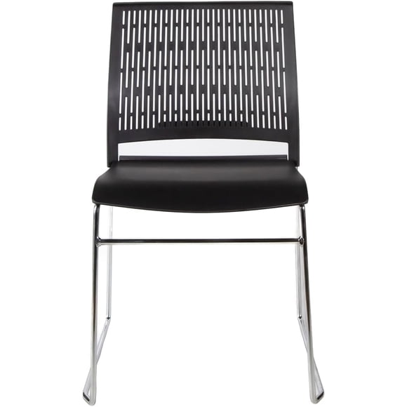Silla Apilable Cerdeña Negra I Seating para Interior y Exterior con Base de Acero Cromado
