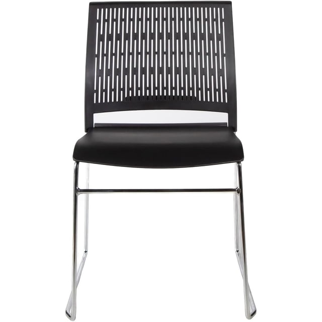 Silla Apilable Cerdeña Negra I Seating para Interior y Exterior con Base de Acero Cromado