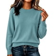 thumbnail image 2 of GILIGEGE Women’s Long Sleeve Crew Neck Cropped Sweaters,Lightweight Pullover Tops,Work Business Casual Outfits,Soft Knit Fall Sweater,Winter Clothing,Classic Basic Everyday Layer Blue L, 2 of 9