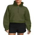 thumbnail image 3 of Pull Col en Molleton Doublé à Capuche pour Femmes 1/2 Sweat-Shirts à Fermeture Éclair à Manches Longues Pull-Over Pouce Trou, 3 of 6