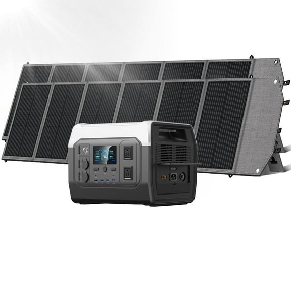 Ctolity 2400W 2048Wh Portable Power Station With 4x200W Solar Panel, Solar Generator Backup LiFePO4 Battery for Camping