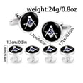 thumbnail image 2 of Set de gemelos y tachuelas Masonic Round para hombre esmaltado negro, 2 of 3