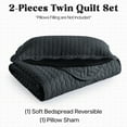 thumbnail image 5 of Ameha 3 Piece Quilt Set Chevron Embossed Bedspread Reversible Ultrasoft Microfiber Adult Bedding Charcoal Color King, 5 of 10