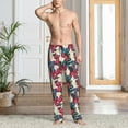 thumbnail image 5 of Uemuo Beautiful Flower Pattern Men's Wide Leg Palazzo Lounge Pants with Pockets Light Weight Loose Comfy Casual Pajama Pants-, 5 of 9