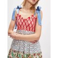 thumbnail image 2 of Women's Printed V Neck Tie Shoulder Cami Dress with Smocked Bodice and Tiered Skirt 100% Polyester All Day Comfort, 2 of 8