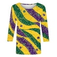 thumbnail image 4 of Visit the JURANMO Store Women's Holiday Shirts Color Block Striped Print Mardi Gras T Shirt Novelty Graphic Parade Tunic Tops Purple XXL, 4 of 5