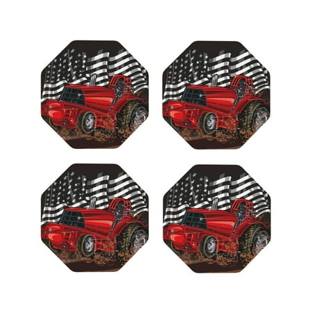 

Fuzoiu tractor Print Leather Coasters Set Drink Coasters Set of 4 for Tabletop Protection Durable PVC Coasters Home Décor and Housewarming Gift-Octagon