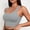 Gray, variant on Women Square Neck Ribbed Knit Wireless Crop Bra Wide Non Slip Shoulder Straps Removable Pads Sweat Wicking Elastic Support for Yoga Gym Gray XL