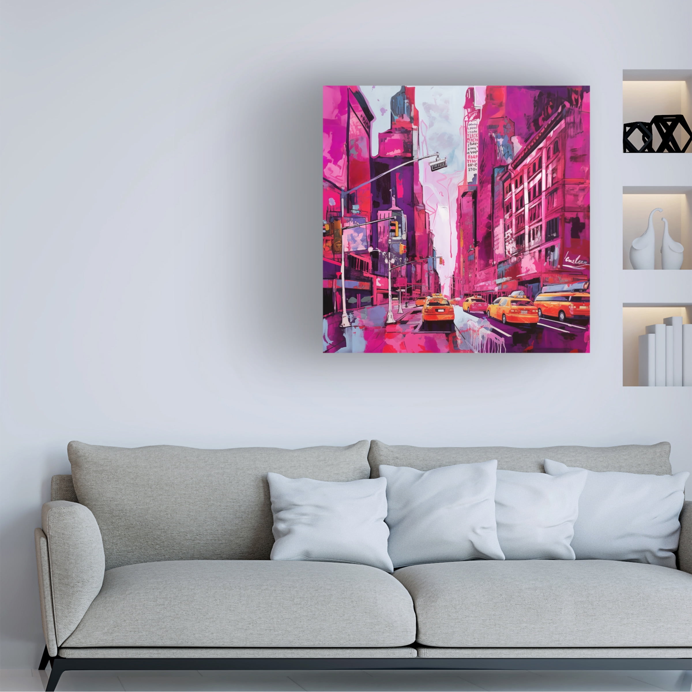 Canvas Wall Art - Ray Heere 'Pop Art New York Pink 2' Wall Art for Living Room, Bedroom, or Office DÃ©cor by Trademark Fine Art - 14 x 14 Inches