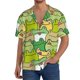 thumbnail image 1 of Fotbe Cartoon Frog Camisa Estampada de Manga Corta para Hombre, Casual de Verano, Estilo Playero, Sin Arrugas-Medium, 1 of 5