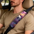 thumbnail image 4 of Xoenoiee Sloth Flower Print Car Accessories Set of 5, PU Leather Car Seats Cover Protector, Seatbelt Cover, Auto Armrest Cover Protector for Most Vehicle, SUV, Truck, 4 of 7