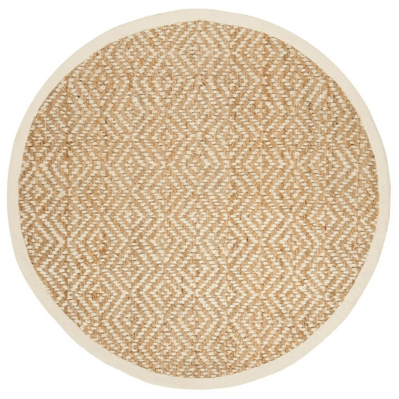 SAFAVIEH Natural Fiber Thomas Geometric Jute Area Rug, Ivory/Natural, 6' x 6' Round