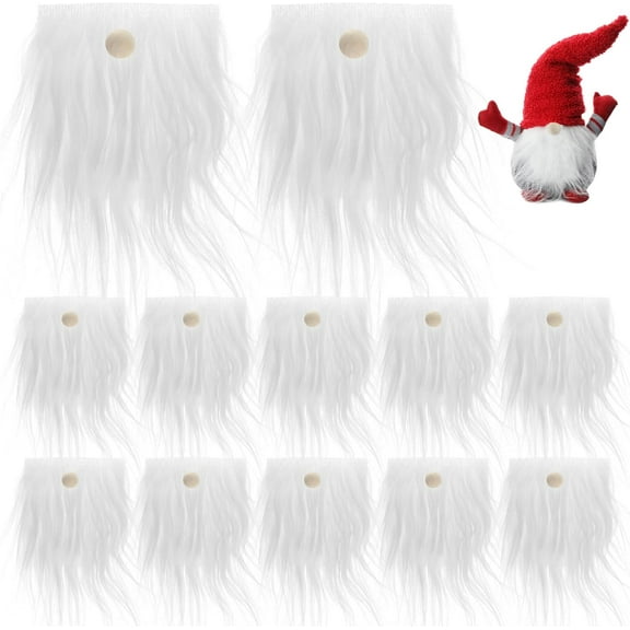 12 Pcs Gnome Beards for Crafts Christmas Faux Fur Fabric Precut Gnomes Beards Handmade 12 Pcs Wood Balls for Christmas Halloween Easter Valentine Independence Day