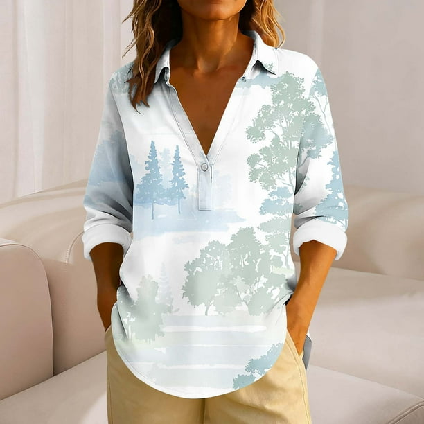 Xuyuer Womens Button Down Shirts Long Sleeve Linen Tops Casual Collared Blouses Loose Fit