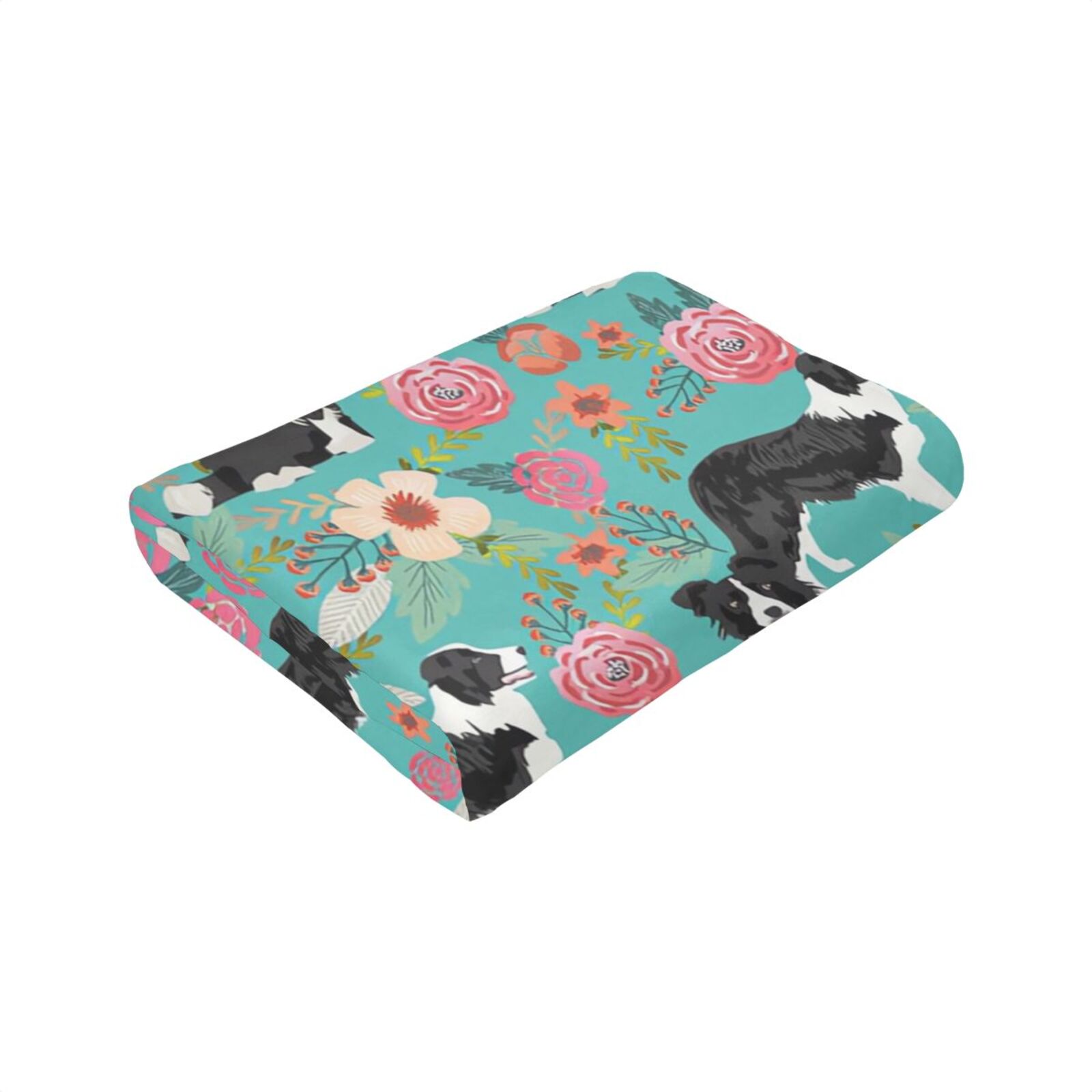 Wijzvio Border Collie Dogs Flower Floral Throw Blanket Soft Fuzzy Fleece Blanket For Couch Bed Living Room Decoration 60"X50"