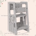 thumbnail image 3 of Qaba Toddler Kitchen Helper 2 Step Stool with Adjustable Height Platform and Safety Rail, Grey, 3 of 10