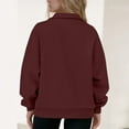 thumbnail image 4 of ClodeEU Womens Oversized Sweatshirt,Casual Half Zip Pullover, Long Sleeve Drop Shoulder Top Wine,Womens Plus XXL, 4 of 5
