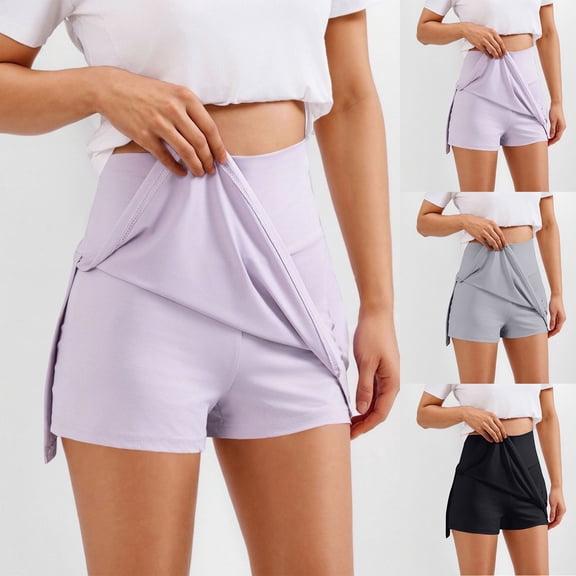 RongHuan Womens Golf Skorts High Waisted Yoga Shorts Outdoor Athletic Shorts Summer Solid Color Shorts