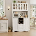 thumbnail image 2 of HORSTORS 70" Tall Pantry Cabinet, Kitchen Hutch with Microwave Stand, Modern Kitchen Storage Cabinet with 2 Drawers, Food Pantry with Wine Rack for Dining Room, Living Room, White, 2 of 7