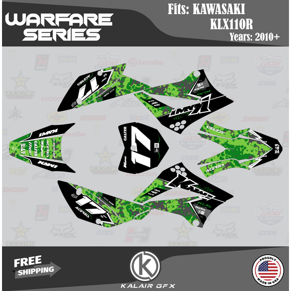 Kalair GFX Graphics Kit for Kawasaki KLX110 (2010-2023) Warfare Series