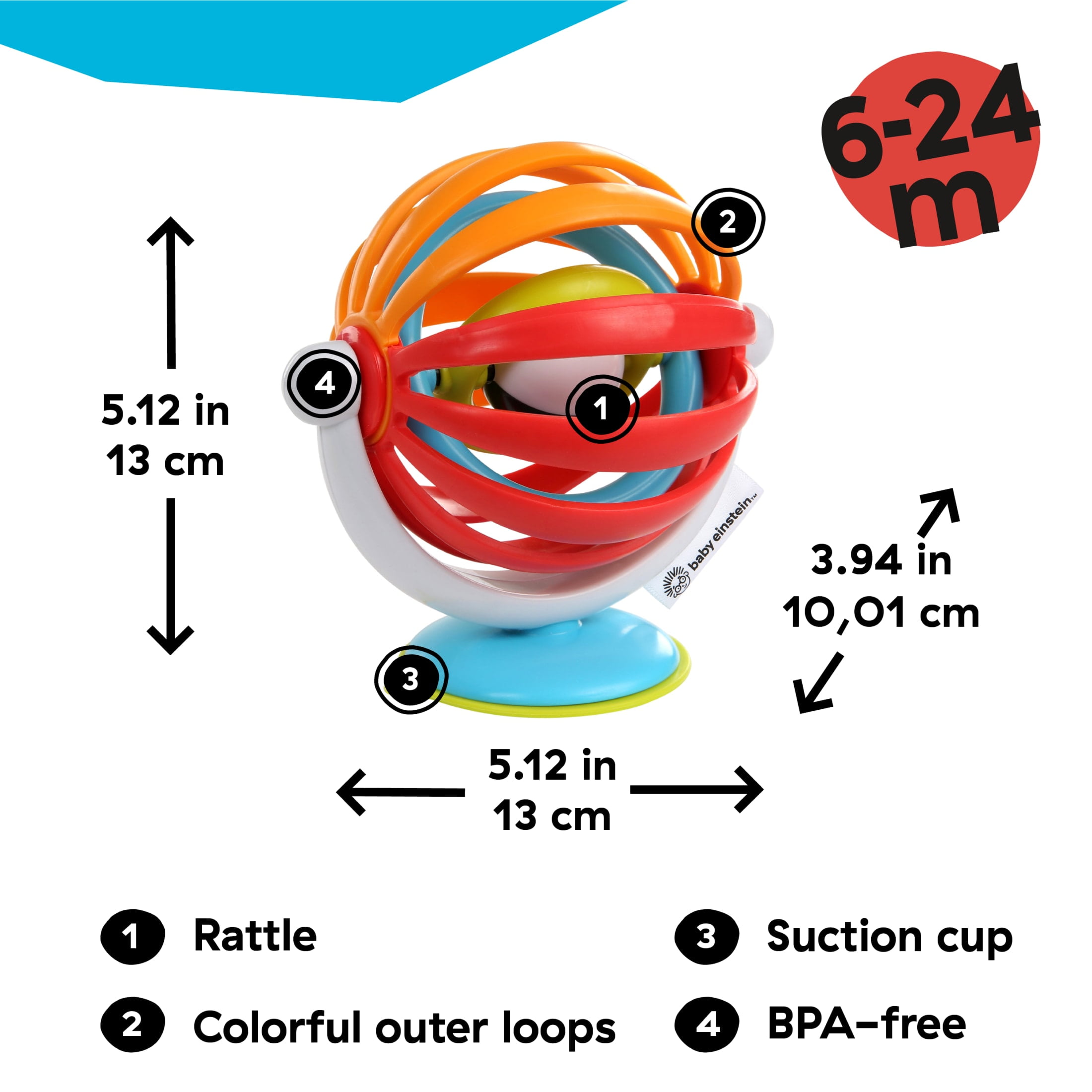 Baby Einstein Sticky Spinner High Chair Activity Toy, For Ages 3 Months +