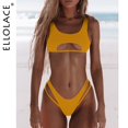thumbnail image 1 of Ellolace Sexy Bikini ahueca hacia fuera el traje de baño de las mujeres de corte alto Micro traje de baño 2022 elegante traje de baño trajes de playa 2 piezas Tan Jianjun unisex, 1 of 2