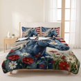thumbnail image 3 of Quilts Twin XL Size Bedding Set, American Flag Horse Lightweight Quilted Comforter, USA Flag Vintage Floral Soft Reversible Bedspread Coverlet with Pillow Covers for All Season, 68" x 98", 3 of 9