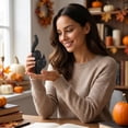 thumbnail image 4 of Uutvery Spooky Resin Figurine, Witch with Staff, Arched Black Cat, Stacked Pumpkins or Ghost Pair, Matte Finish for Halloween Tabletop and Mantel Decor, 4 of 6