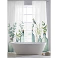 thumbnail image 5 of Teal Eucalyptus Leaves Sheer Curtains 96 Inch Length 2 Panels Set, Watercolor Vase Birds Voile Window Treatment Semi Sheer Long Curtains Drapes for Bedroom/Living Room/Kitchen 52"x96"x2, 5 of 7