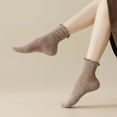 thumbnail image 4 of 6Pairs Womens Casual Cute Ankle Socks Breathable Knit Cotton Warm Soft Frilly Crew Socks, 4 of 7