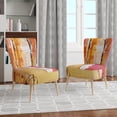thumbnail image 4 of Designart "Orange Glam Natural Wood" Upholstered Traditional Accent Chair - Arm Chair, 4 of 5