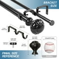 thumbnail image 3 of Urbanest Door Knob Manhattan 1" 5/8" Double Drapery Curtain Window Rod Set - 28" to 48", Black, 3 of 6