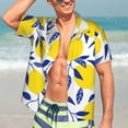 thumbnail image 4 of Uemuo Tropical Lemon Printed Regular Fit Short Sleeve Casual Hawaiian Shirt for Men,Aloha shirt,Tropical shirt,Floral print shirt,Vacation Beach shirt-Small, 4 of 9