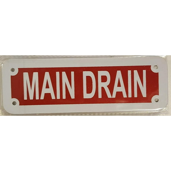 MAIN DRAIN SIGN (RED REFLECTIVE , ALUMINIUM 2X6 )