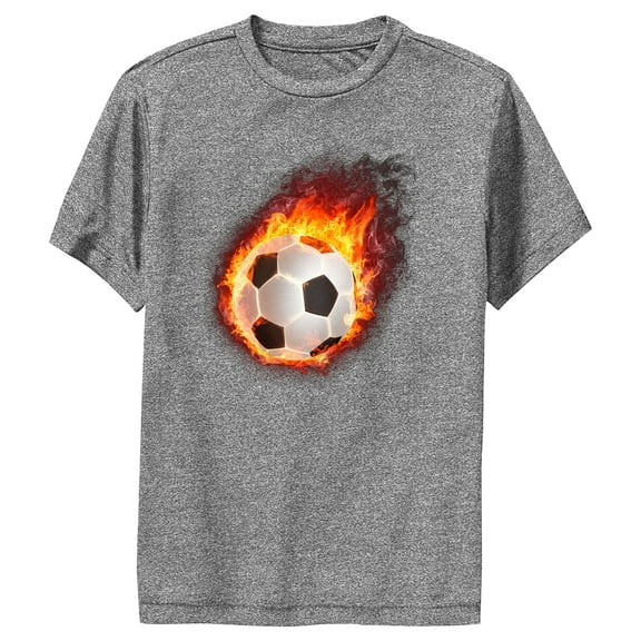 Boy's Lost Gods Football on Fire  Performance Graphic Tee Charcoal Heather Small