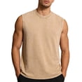 thumbnail image 3 of Daiosportswear Men'S Summer Crewneck Tank Sleeveless Loose Workout Tops Acid Wash Cotton Shirts Khaki-A XL(XL), 3 of 5