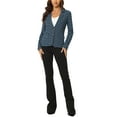thumbnail image 2 of INSPIRE CHIC Blazer à Rayures pour Femme à Revers Cranté, Manches Longues, Boutonné, Bleu Marine Gris Bleu G, 2 of 6