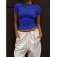 thumbnail image 3 of Crop Workout Tops for Women Pack Summer Short Sleeve Gym Athletic Compression Shirts Cute Tight Basic Tops Tee, 3 of 6