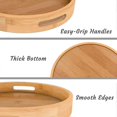 thumbnail image 4 of Round Serving Tray with Handles - Wooden Bamboo Circle Tray for Coffee Table, Food, Ottoman 11.81 Inch X 1.57 Inch, 4 of 5