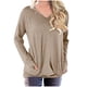 thumbnail image 1 of ICHUANYI Liquidación Camisetas De Gran Tamaño Camisas para Mujer Sudaderas De Entrenamiento Sólidas Camisa Básica Informal De Manga Larga Tops Clásicos con Cuello En V ICHUANYI WER2023082204459, 1 of 5