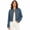 dark blue, variant on Women’s Cropped Denim Jacket, Washed Jean Top with Metal Buckle Straps